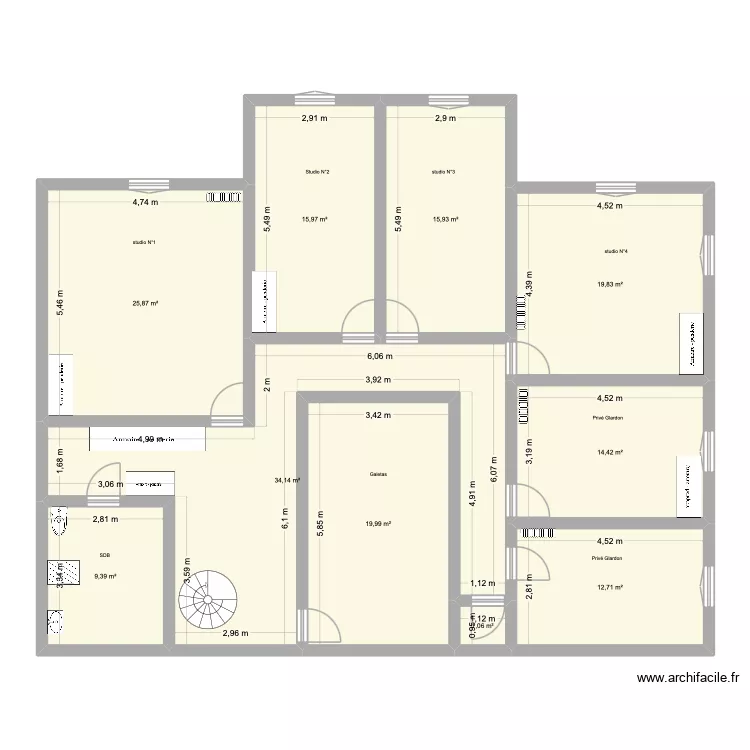 2&egrave;me. Plan de 10  et 169 m²