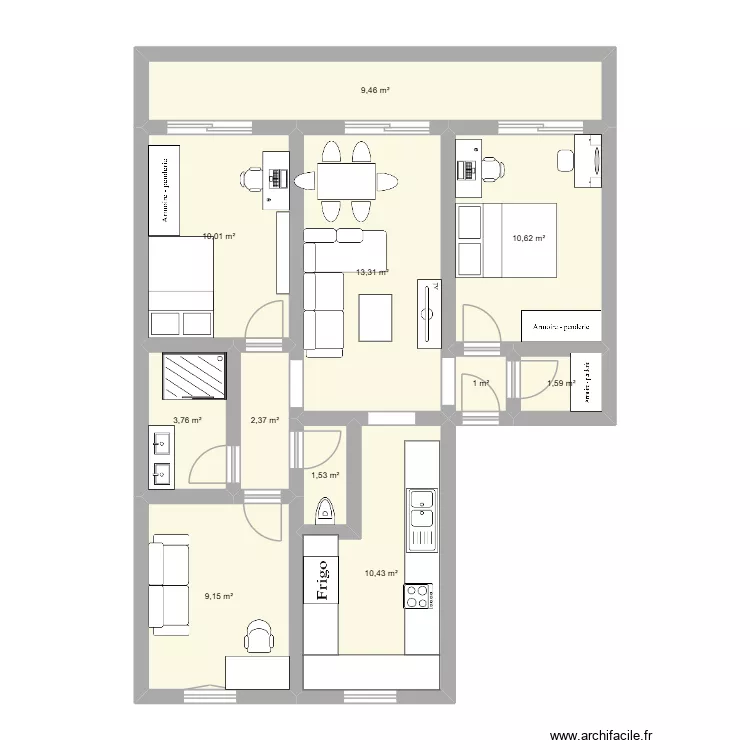 CACAFRENHU. Plan de 11  et 73 m²