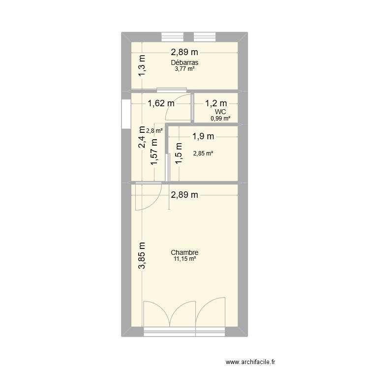 aménagement garage. Plan de 5 pièces et 22 m2