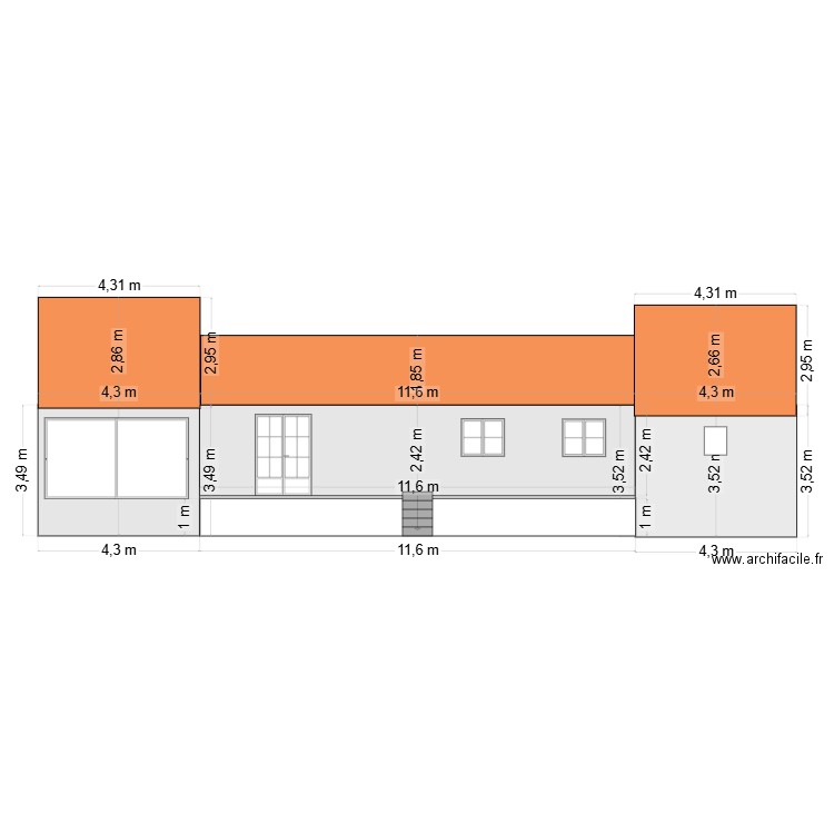 FACADE SUD OUEST APRES TRAVAUX. Plan de 0 pièce et 0 m2