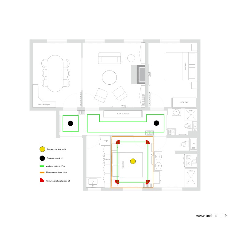 Plan Moulures cornieres et plafonds. Plan de 0 pièce et 0 m2