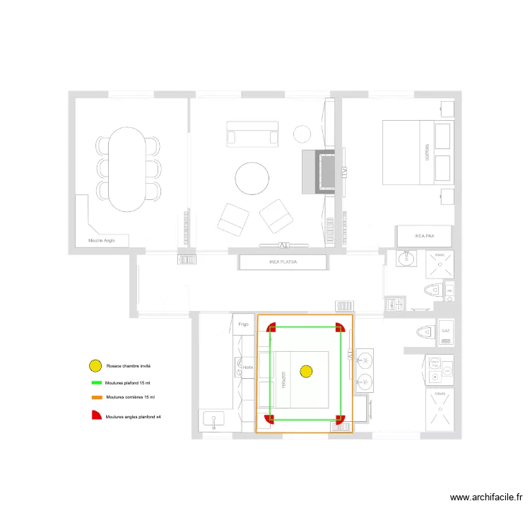 Plan Moulures cornieres et plafonds. Plan de 