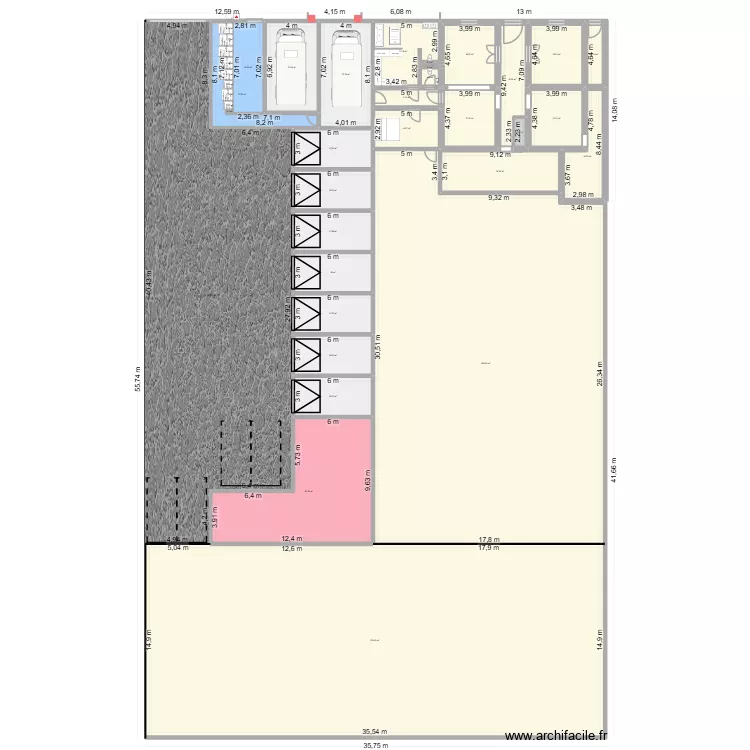 Forchies 2 Garage + Lavoir + Wellness V2. Plan de 39  et 1892 m²