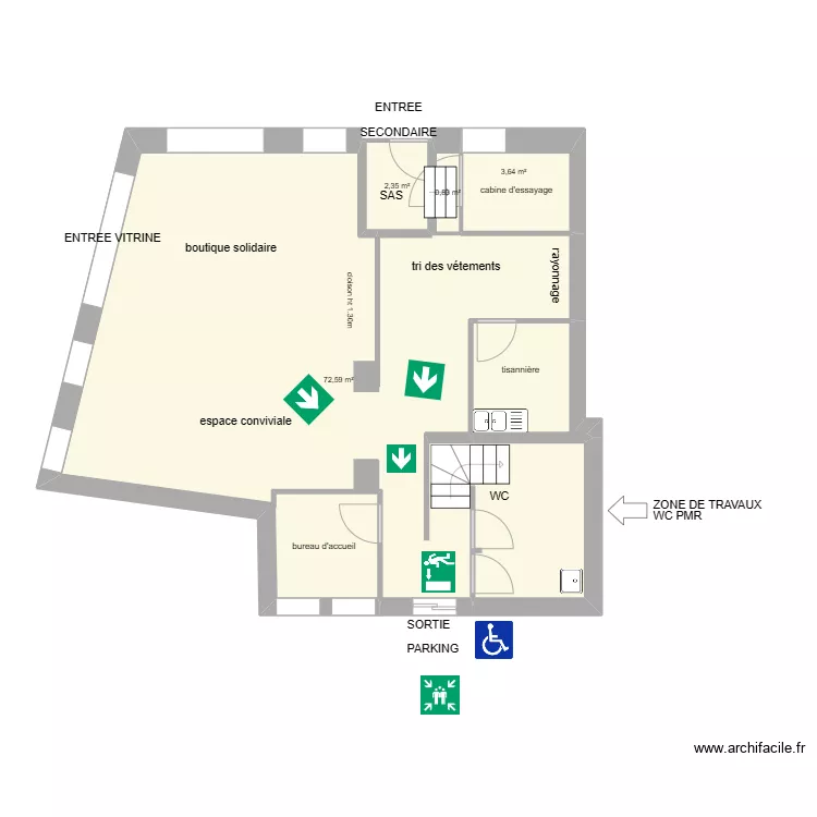 23 GUERET (nouveau) RdC. Plan de 