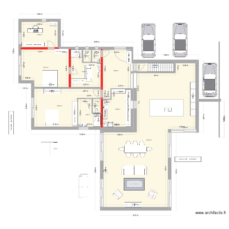 Prejet Resty extension 4. Plan de 12 pièces et 242 m2