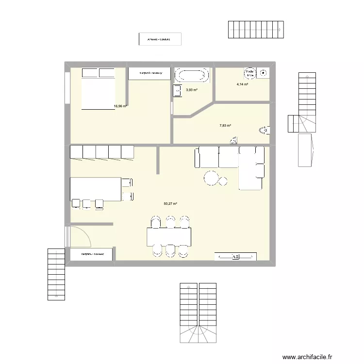 APPARTEMENT NIVEAU GRAND DUPLEX . Plan de 
