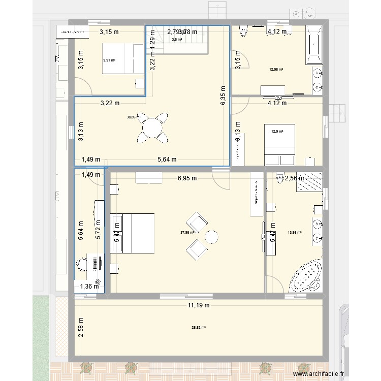 2263. Plan de 16 pièces et 521 m2