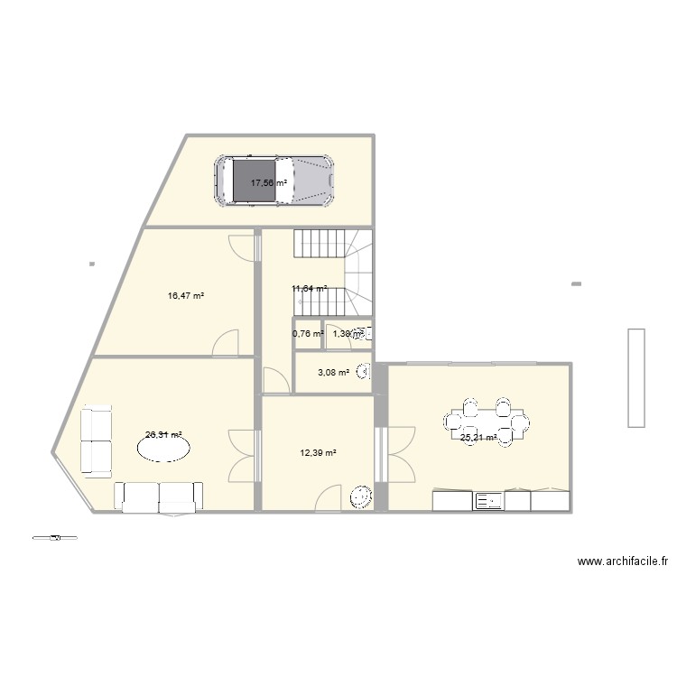 montanier. Plan de 16 pièces et 168 m2