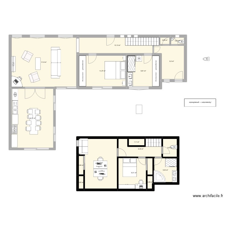 maison nouvelle version 2. Plan de 17 pièces et 148 m2