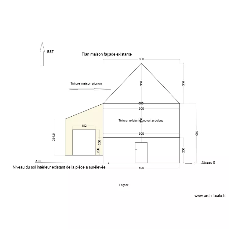 Fa&ccedil;ade Nord Ouest 1234. Plan de 