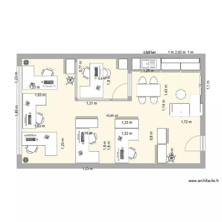 bureau 8424. Plan de 2  et 49 m²