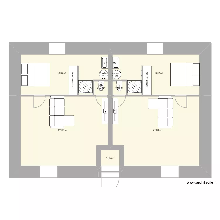 Maison sans duplex. Plan de 8  et 130 m²
