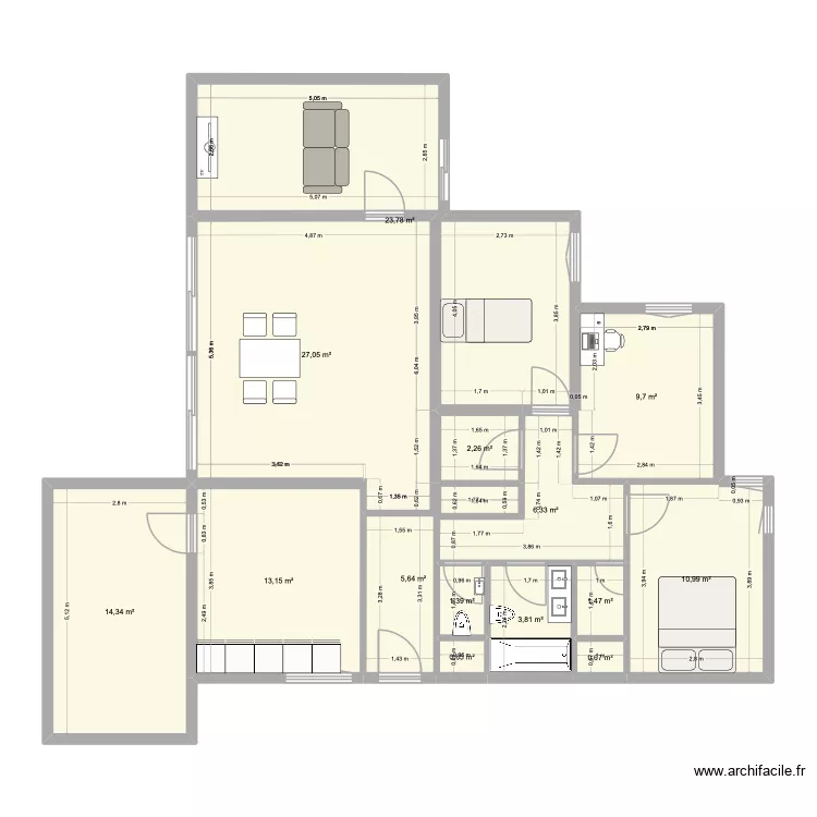 Projet V1.2. Plan de 14 Pièces et 121 m² Projet V1.2. Plan de 14 Pièces et 121 m²