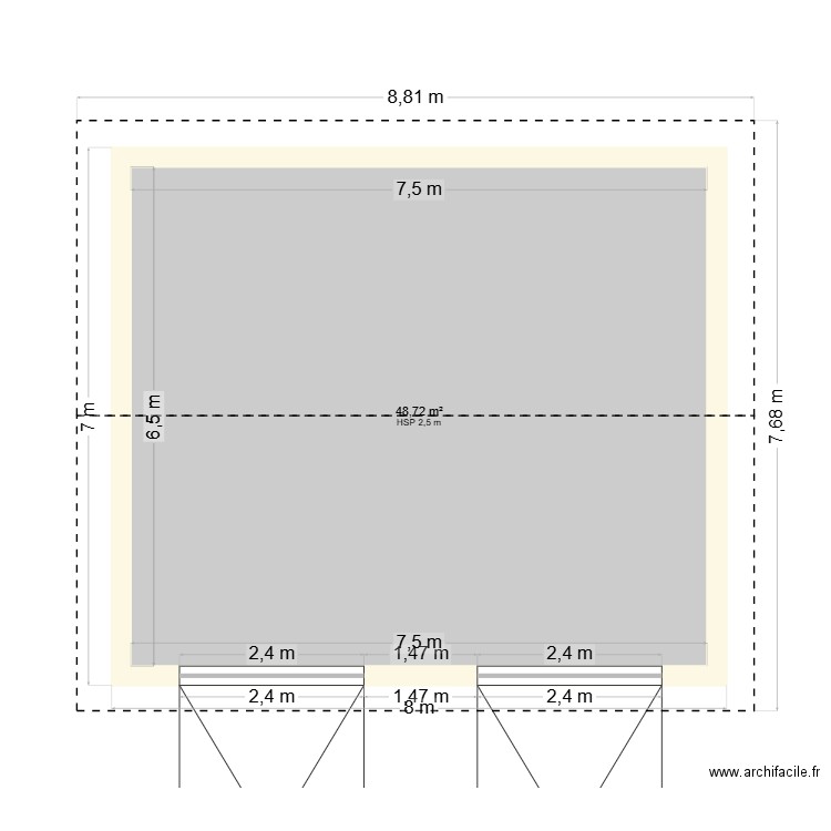 Garage 1. Plan de 1 pièce et 49 m2