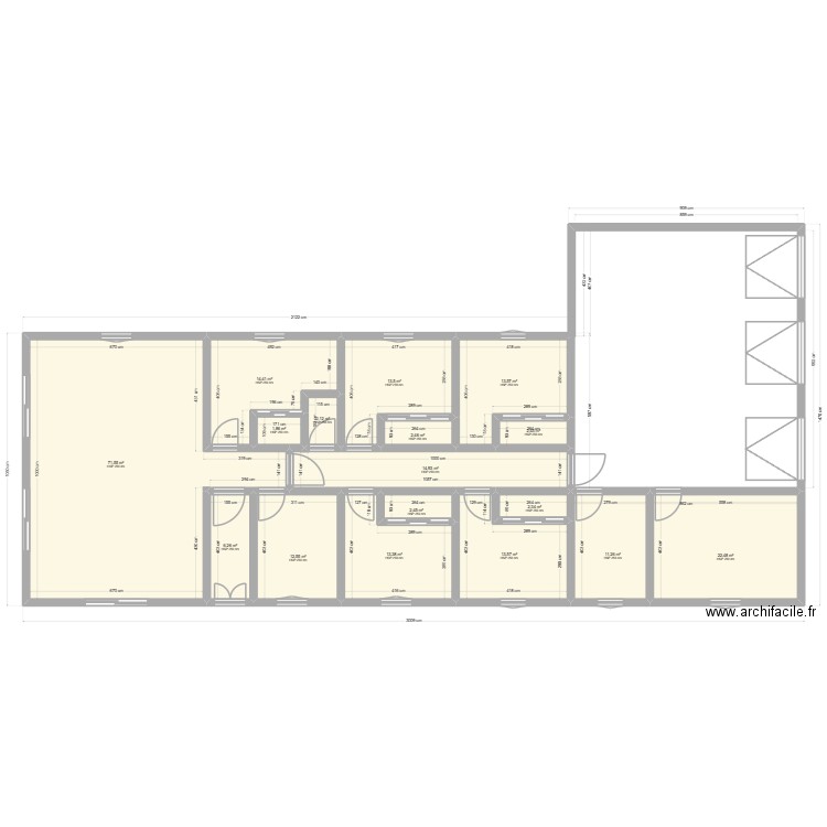 maison idéale. Plan de 17 pièces et 221 m2