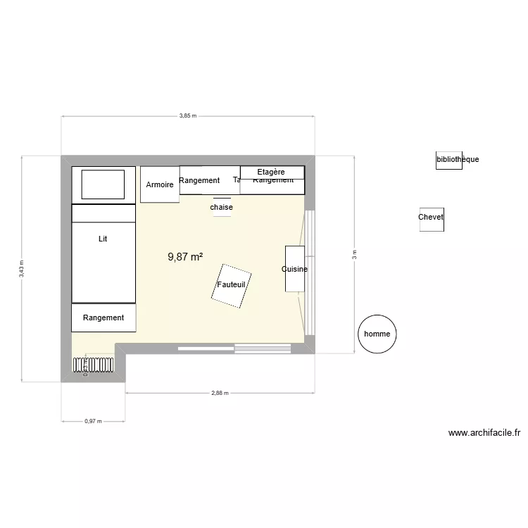 Chambre enfant. Plan de 