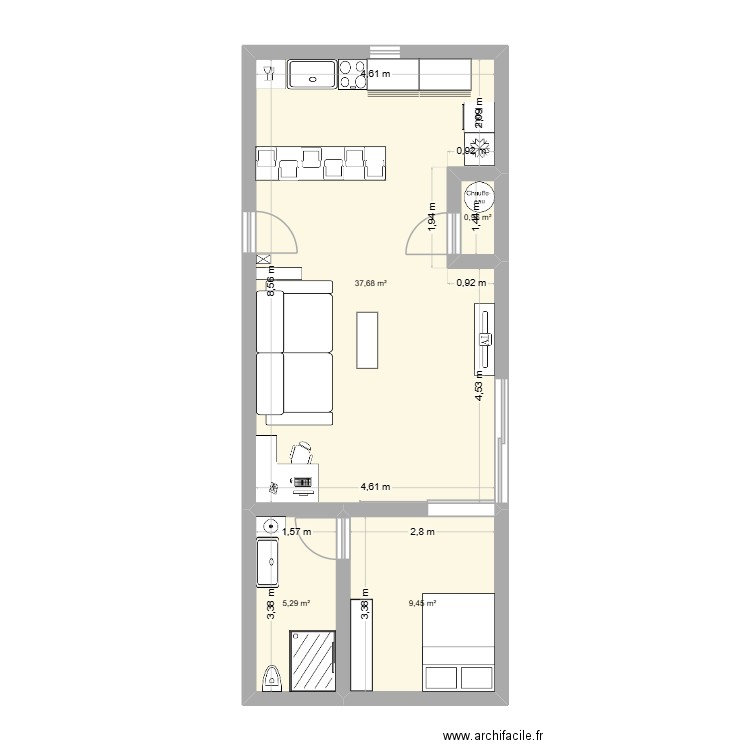 Maison contener plan. Plan de 4 pièces et 53 m2