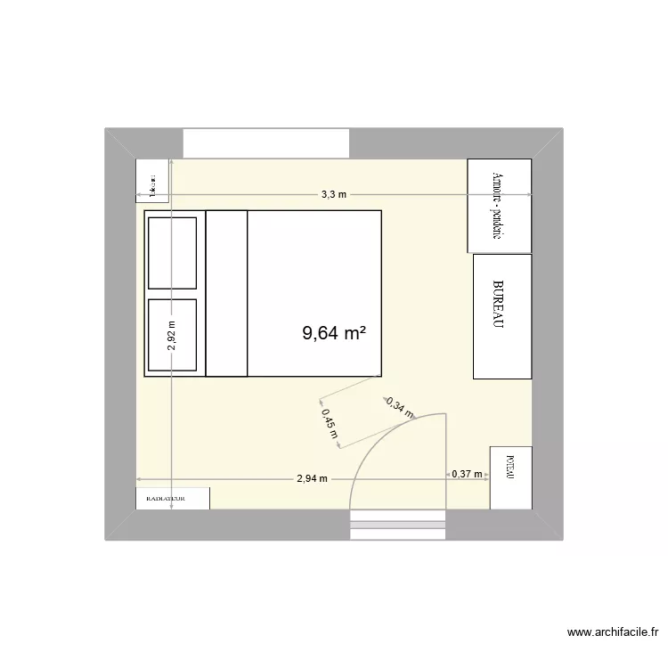 Chambre Nouvelle. Plan de 1 et 10 m² Chambre Nouvelle. Plan de 1 et 10 m²