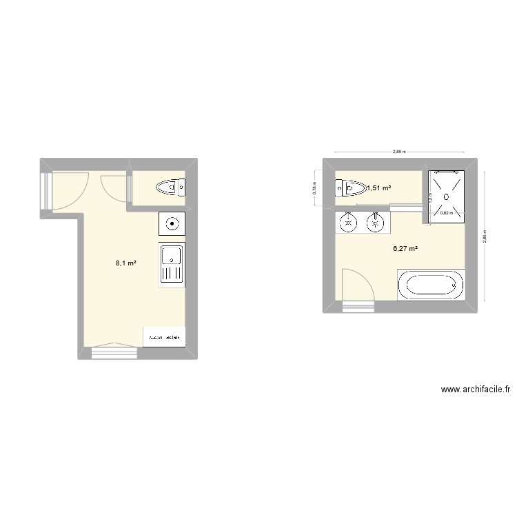 M.CLEMENT. Plan de 4 pièces et 17 m2
