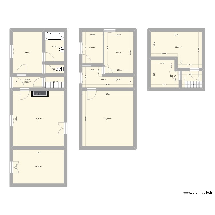 yvrac. Plan de 13 pièces et 118 m2