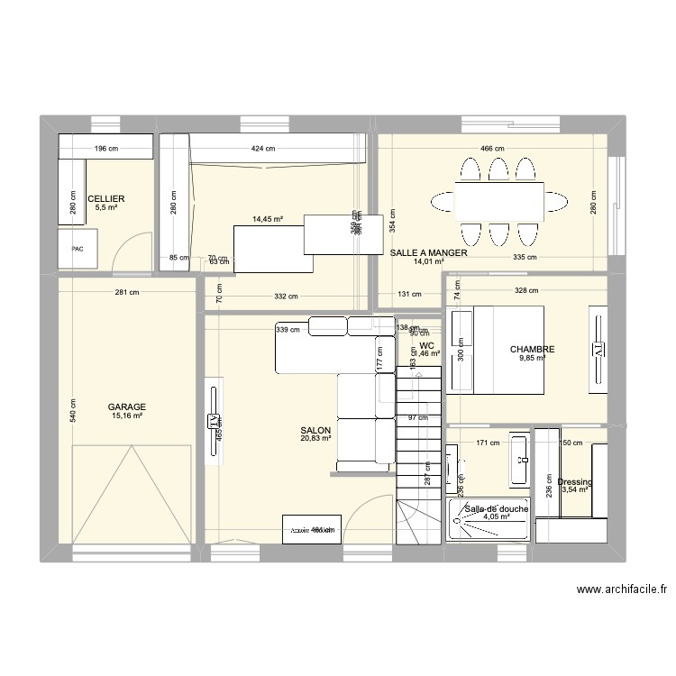 Plan maison 11X9. Plan de 0 pièce et 0 m2