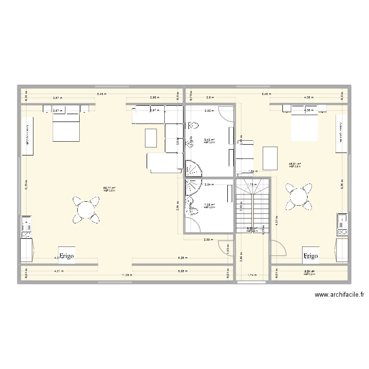 Mezzanine Gloria 2. Plan de 6 pièces et 166 m2