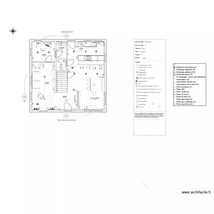 Plan_&eacute;lectrique_IDI. Plan de 1  et 76 m²