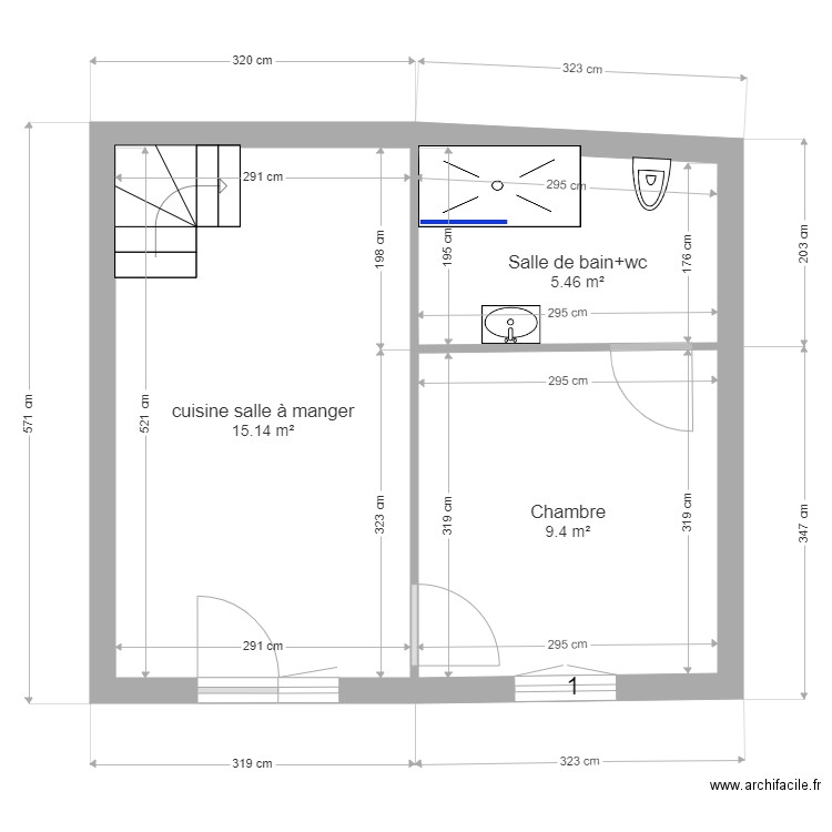 CHARRIER Vorey. Plan de 6 pièces et 60 m2