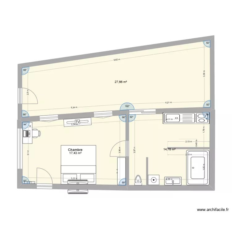 version gite love room. Plan de 3 et 60 m² version gite love room. Plan de 3 et 60 m²