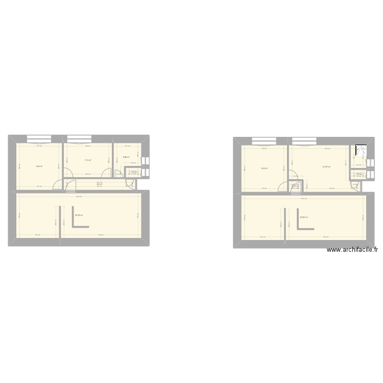 sous sol maison. Plan de 3 pièces et 74 m2