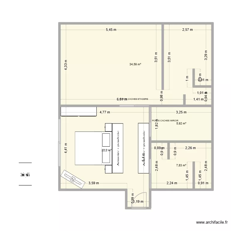 PLAN ENSEMBLE AVEC MOBILIER. Plan de 4  et 71 m²