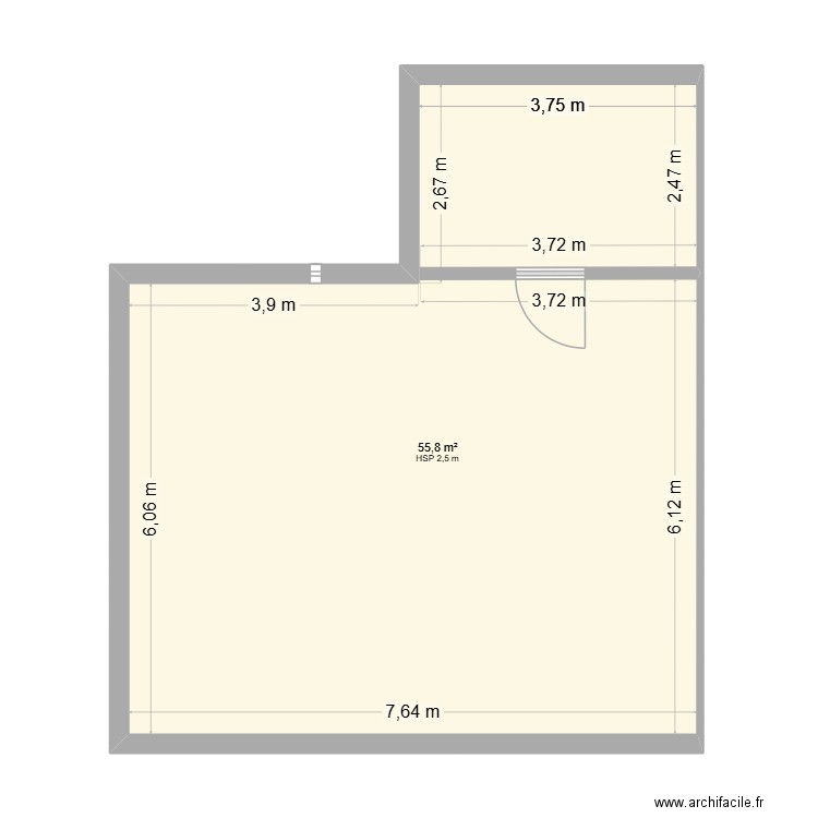 le collet. Plan de 1 pièce et 56 m2