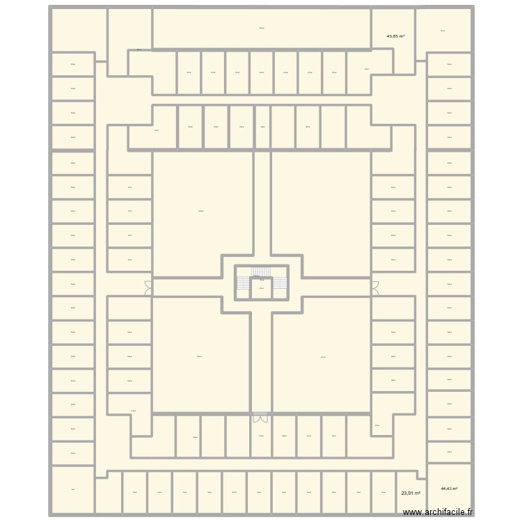 1ER ETAGE ETUDIANT. Plan de 93 pièces et 1278 m2