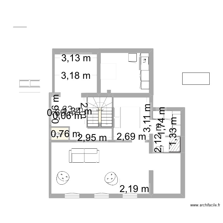 lagny sans ext. Plan de 2 pièces et 5 m2