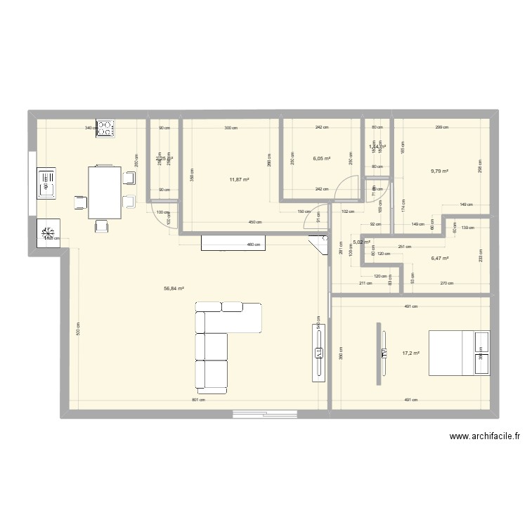 maison plein pied. Plan de 9 pièces et 117 m2