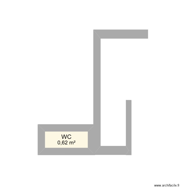 Arrière cuisine WC. Plan de 1 pièce et 1 m2