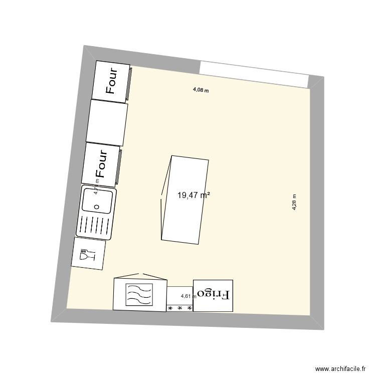 CUISINE. Plan de 1 pièce et 19 m2