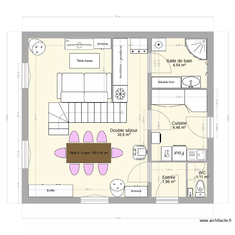 Gisors apr&egrave;s travaux esc. droit. Plan de 13  et 89 m²