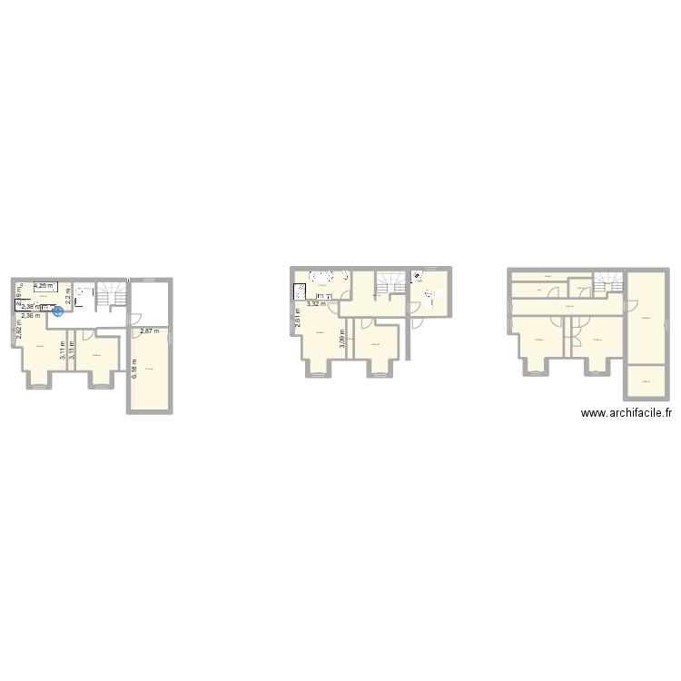 Etage. Plan de 21 pièces et 198 m2