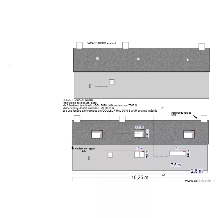Projet facade arrière et est ouest. Plan de Projet facade arrière et est ouest. Plan de