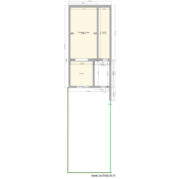 apres travaux TRAVAUX CAUDRY. Plan de 3 pièces et 63 m2