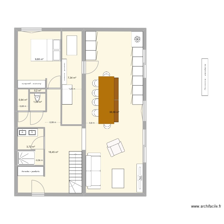 digne rdc 1. Plan de 8 pièces et 76 m2