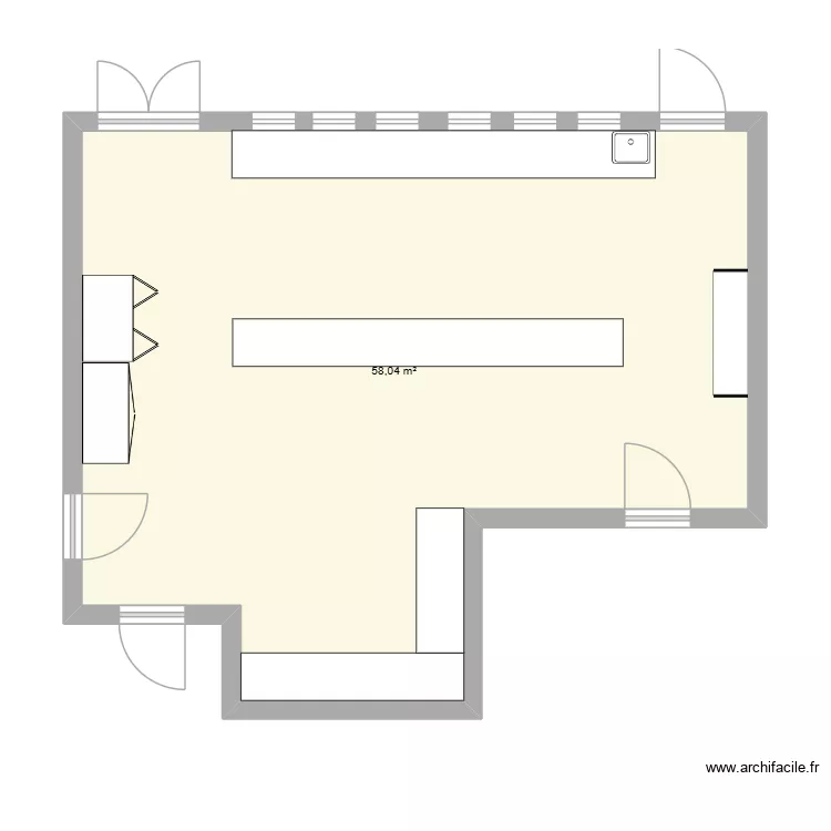 salle de physique. Plan de 1  et 58 m²