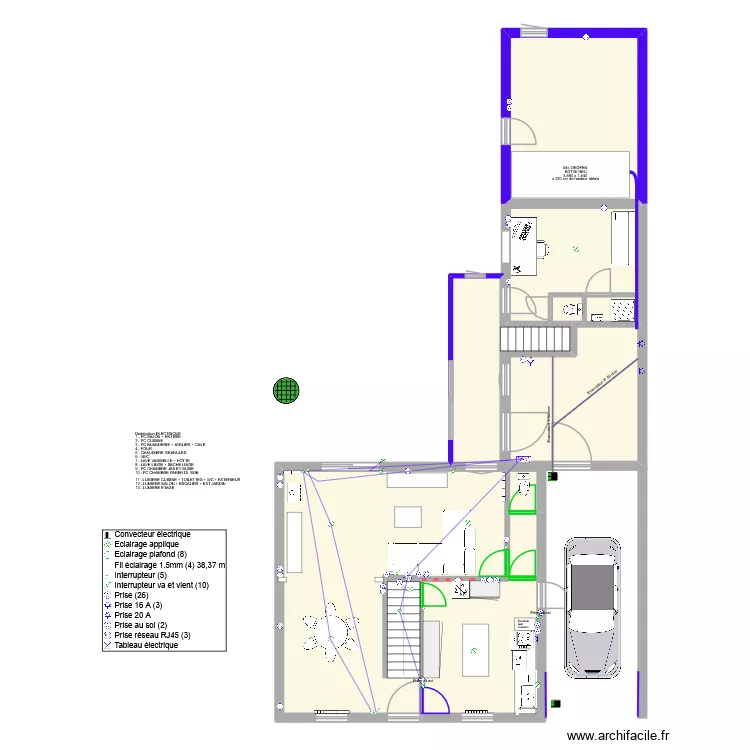 Maison config n&deg;2. Plan de 9 pièces et 114 m²