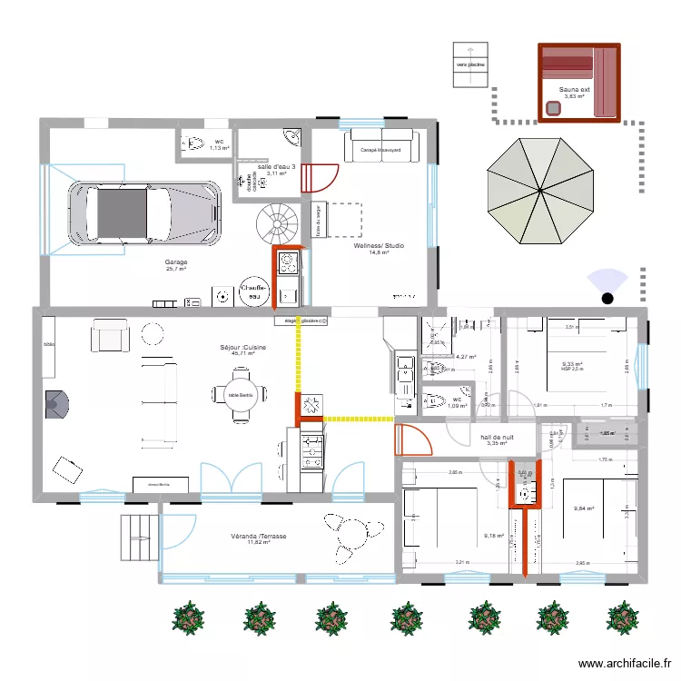 Allemagne r&eacute;novation module 1 3 ch. Plan de 16  et 146 m²