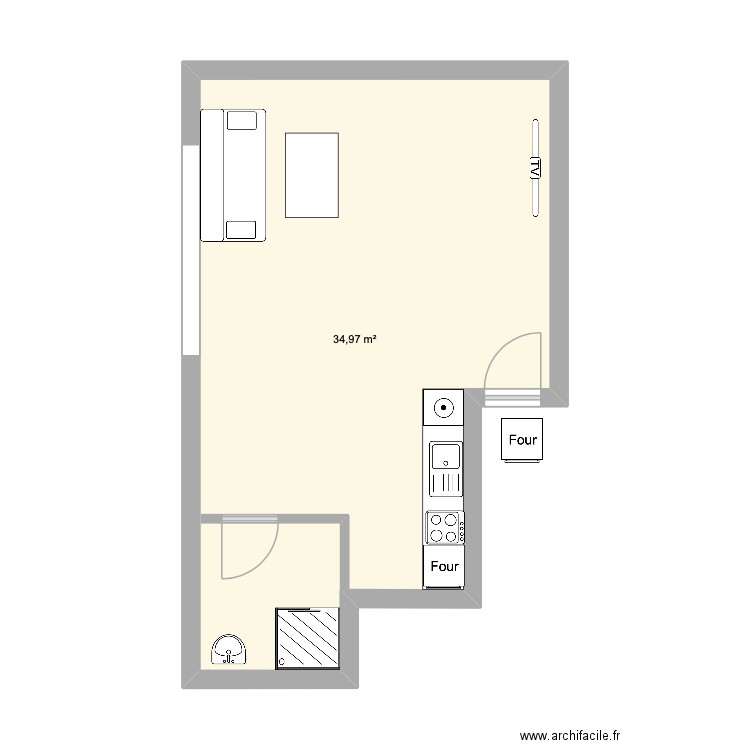 Jimmy. Plan de 1 pièce et 35 m2