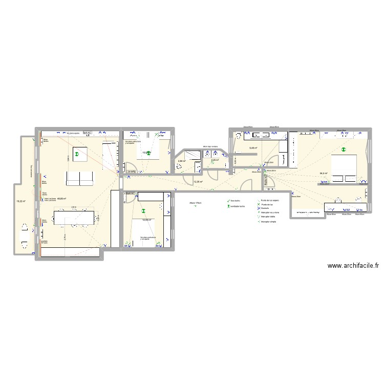 CDC 332 Meublé, glandage. Plan de 9 pièces et 143 m2