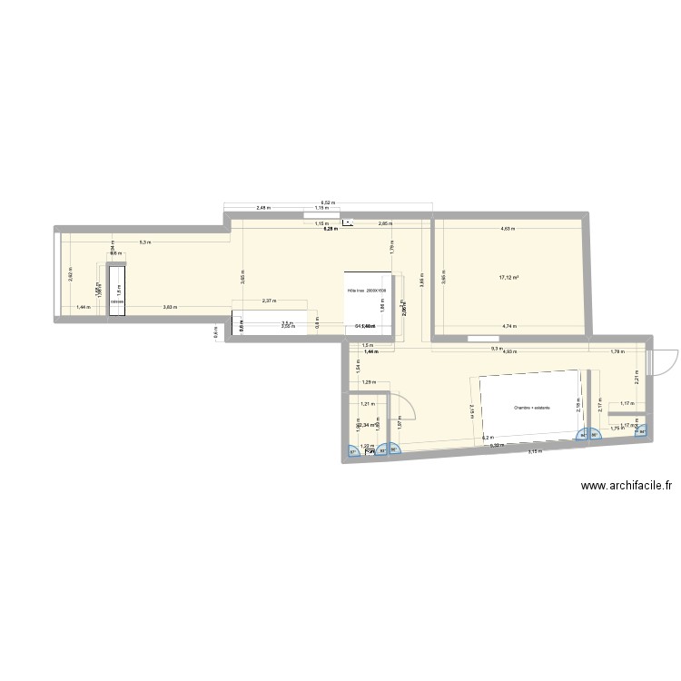 Nonna Louisa. Plan de 3 pièces et 84 m2