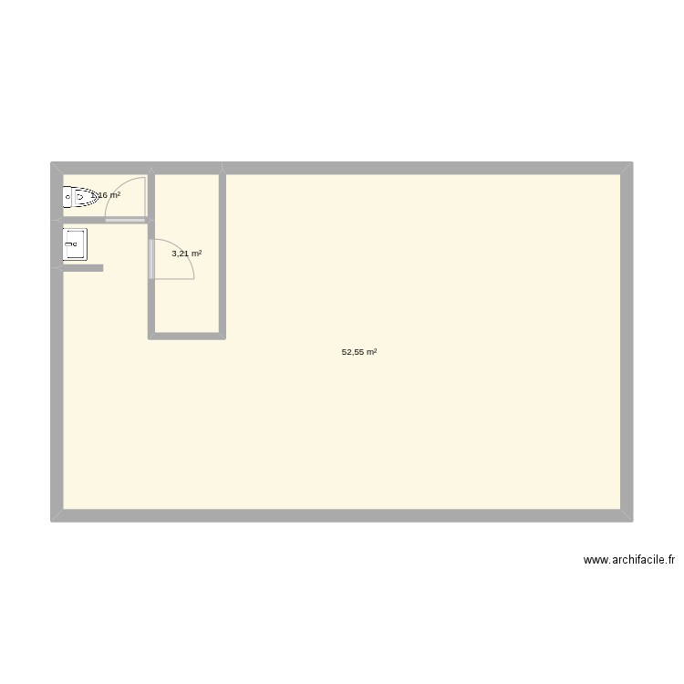 casa_terreno1. Plan de 3 pièces et 57 m2