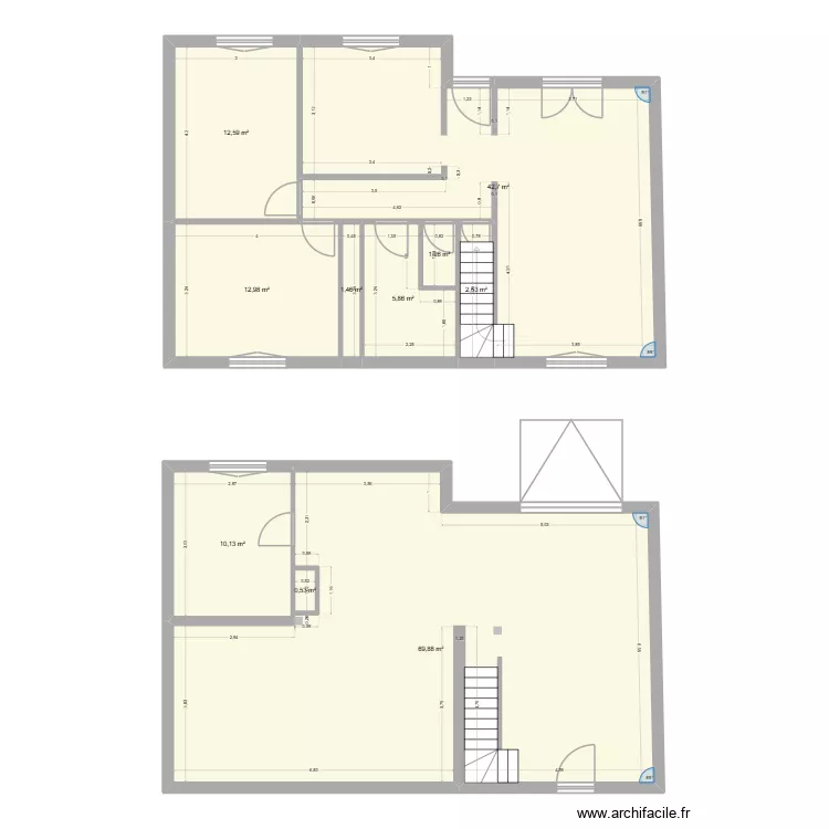 maison. Plan de 10  et 160 m²